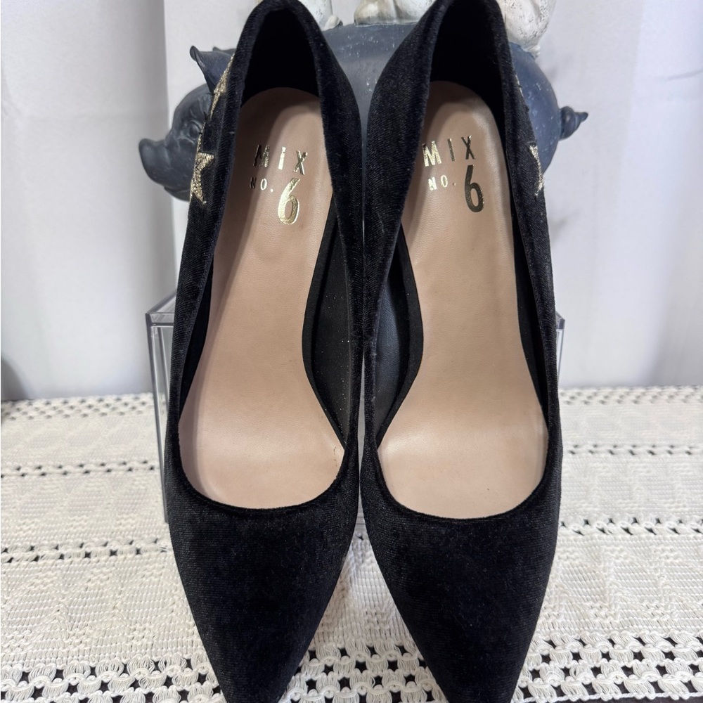 Mix No. 6 Black Suede Pointed Toe Heels